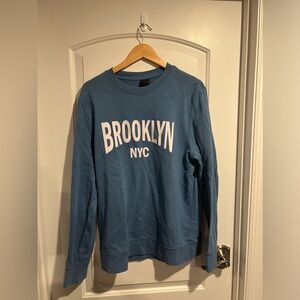 H&M Blue Brooklyn Graphic Crewneck Size Large